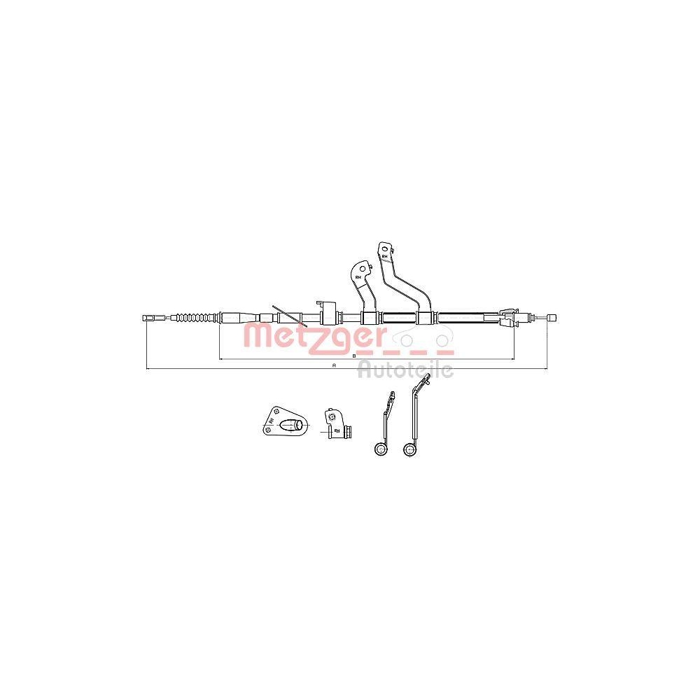 Seilzug, Feststellbremse METZGER 17.2580 für HYUNDAI, hinten rechts