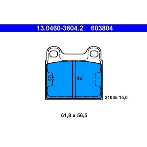 Bremsbelagsatz, Scheibenbremse ATE 13.0460-3804.2 für MERCEDES-BENZ, Hinterachse