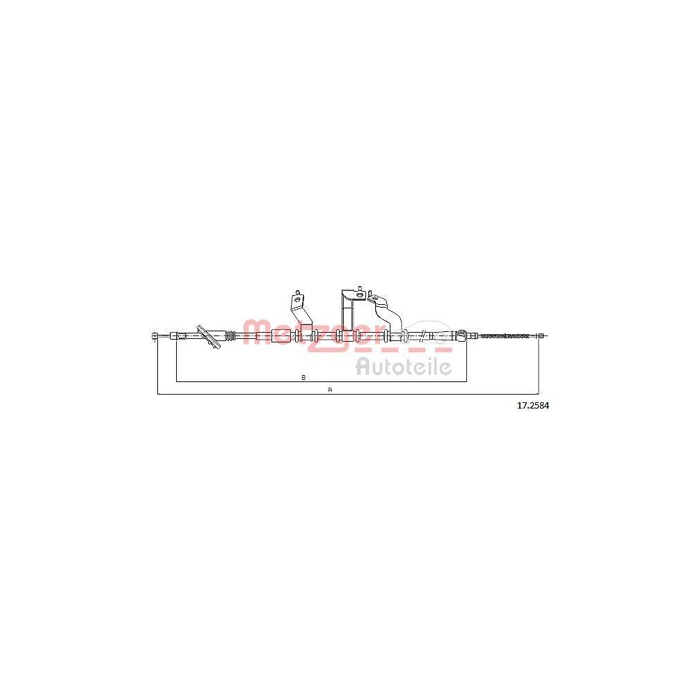Seilzug, Feststellbremse METZGER 17.2584 für HYUNDAI, hinten rechts
