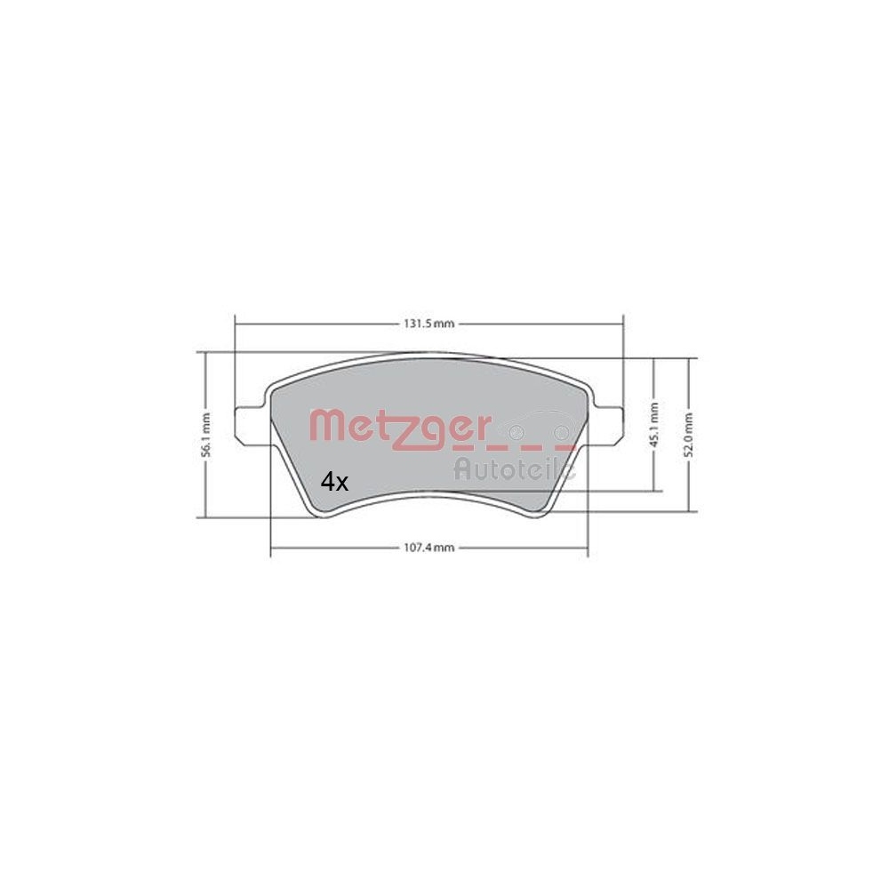 Bremsbelagsatz, Scheibenbremse METZGER 1170442 für FIAT SUZUKI, Vorderachse