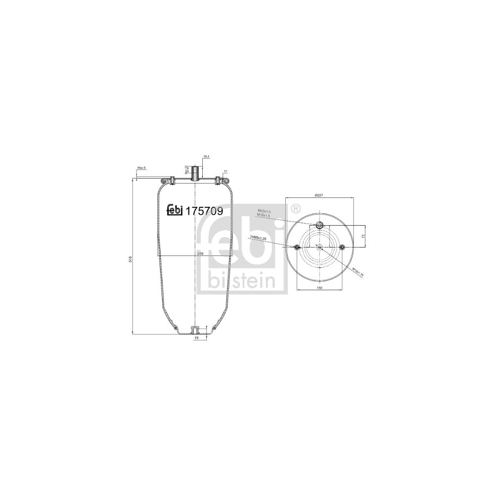 Febi Bilstein 1x 175709 Luftfederbalg ohne Kolben