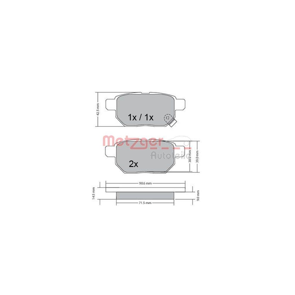 Bremsbelagsatz, Scheibenbremse METZGER 1170444 GREENPARTS für TOYOTA