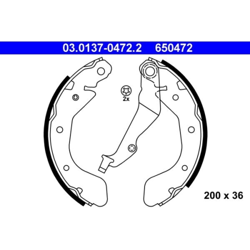 Bremsbackensatz ATE 03.0137-0472.2 für CHEVROLET DAEWOO, Hinterachse