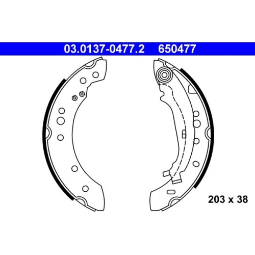 Bremsbackensatz ATE 03.0137-0477.2 für MITSUBISHI SMART, Hinterachse