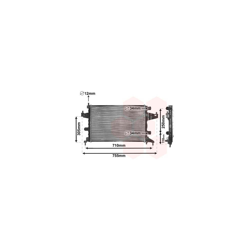 Kühler, Motorkühlung VAN WEZEL 37002303 für OPEL VAUXHALL