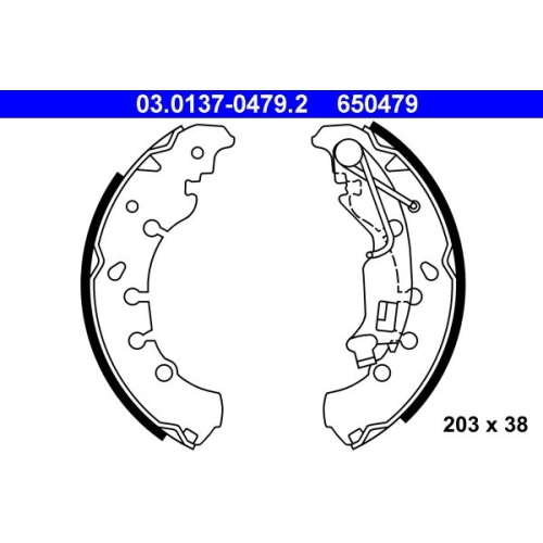 Bremsbackensatz ATE 03.0137-0479.2 für CITROËN FIAT OPEL PEUGEOT, Hinterachse