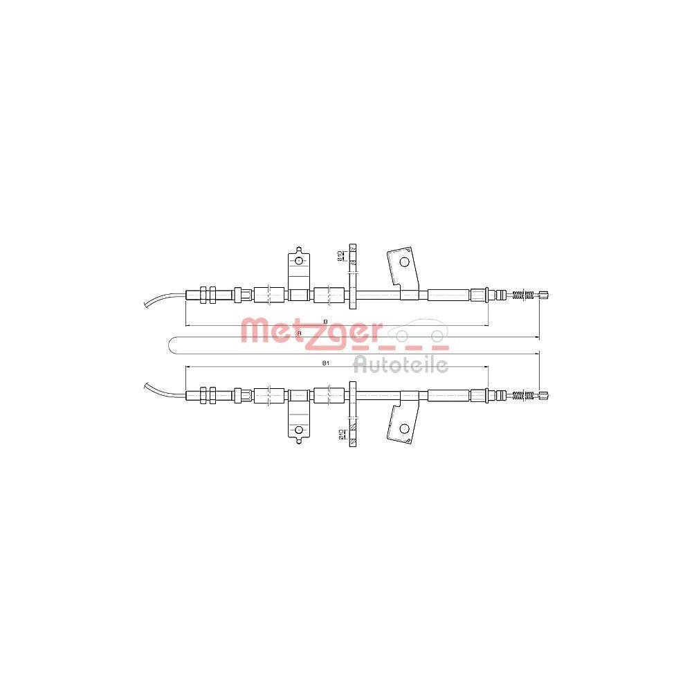 Seilzug, Feststellbremse METZGER 17.3513 GREENPARTS für CHEVROLET, hinten