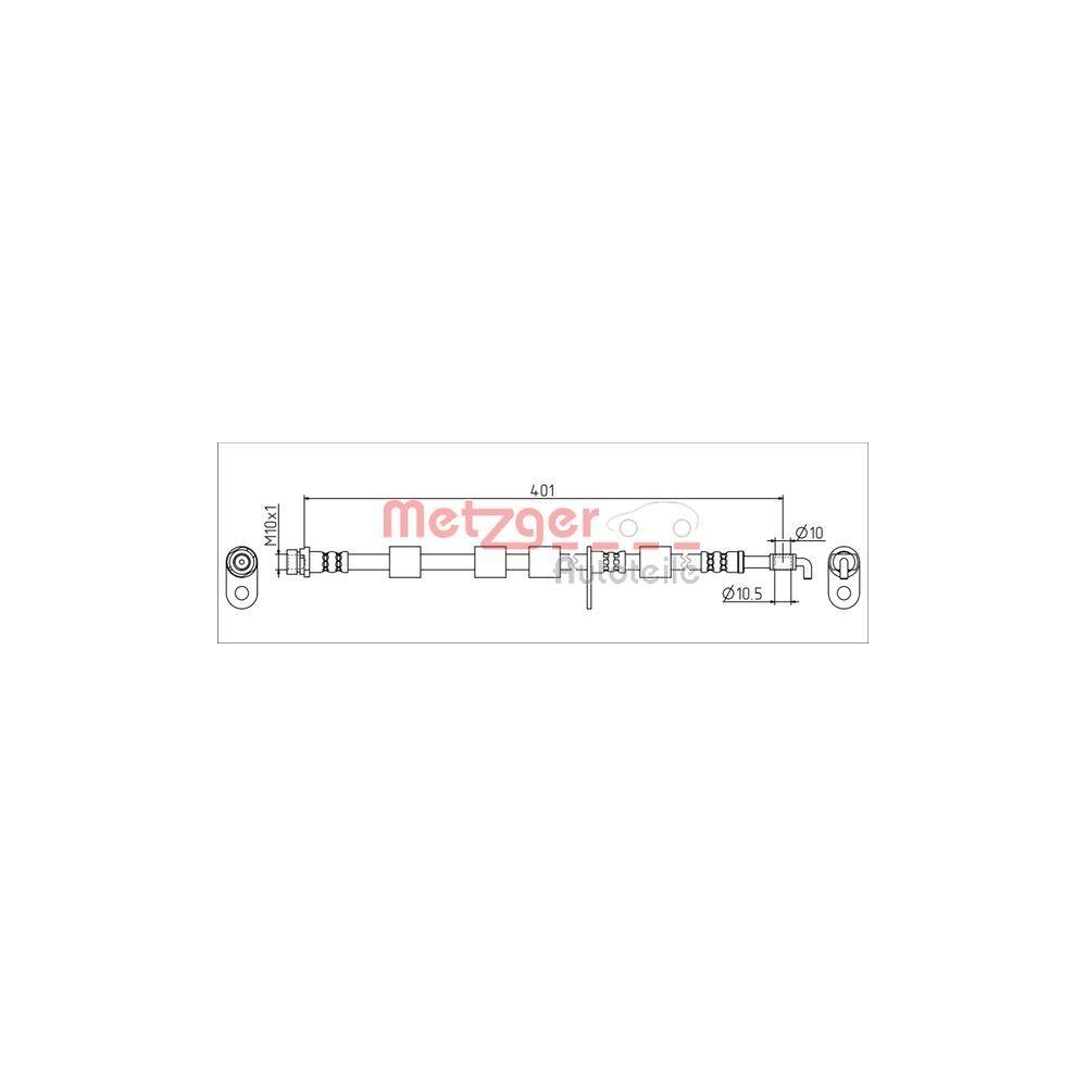 Bremsschlauch METZGER 4111555 f&uuml;r FORD, Vorderachse rechts