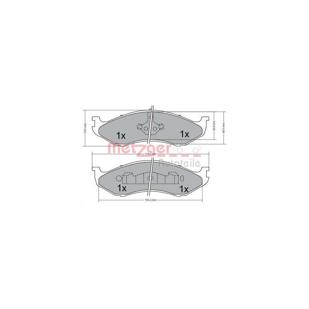 Bremsbelagsatz, Scheibenbremse METZGER 1170452 für KIA JEEP, Vorderachse