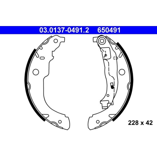 Bremsbackensatz ATE 03.0137-0491.2 für PEUGEOT, Hinterachse