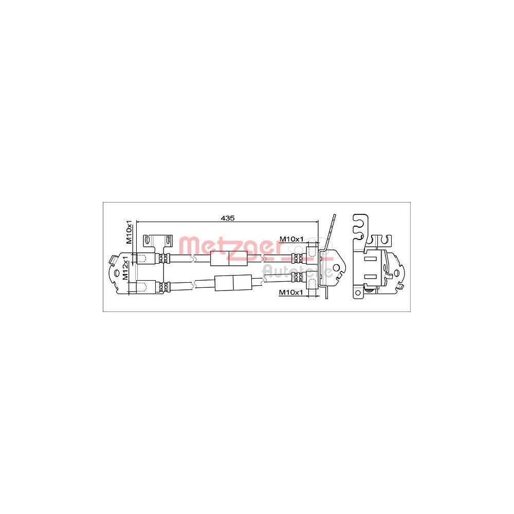 Bremsschlauch METZGER 4111557 für FORD, Hinterachse, mitte