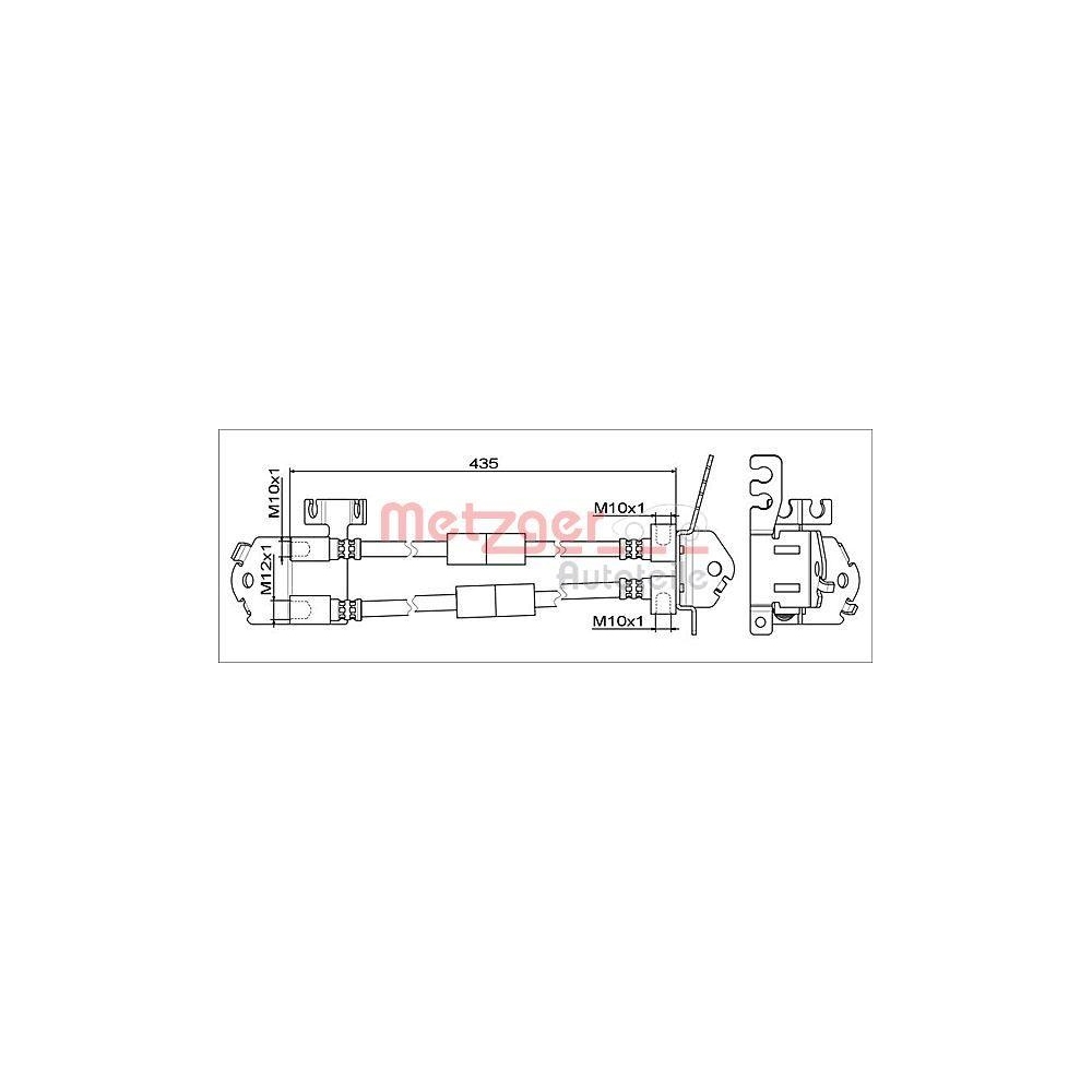 Bremsschlauch METZGER 4111557 für FORD, Hinterachse, mitte