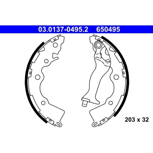 Bremsbackensatz ATE 03.0137-0495.2 für HYUNDAI KIA, Hinterachse