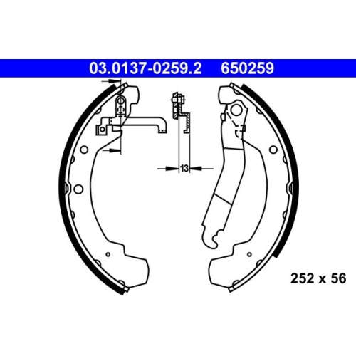 Bremsbackensatz ATE 03.0137-0259.2 für VAG, Hinterachse