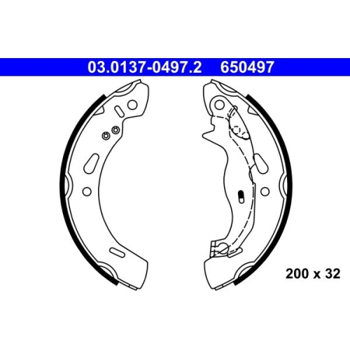 Bremsbackensatz ATE 03.0137-0497.2 für FORD, Hinterachse