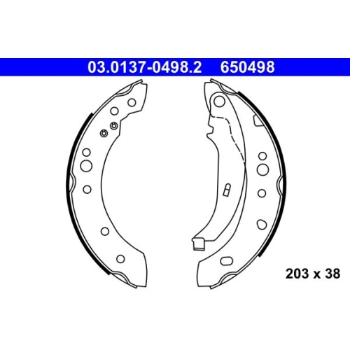 Bremsbackensatz ATE 03.0137-0498.2 für RENAULT, Hinterachse