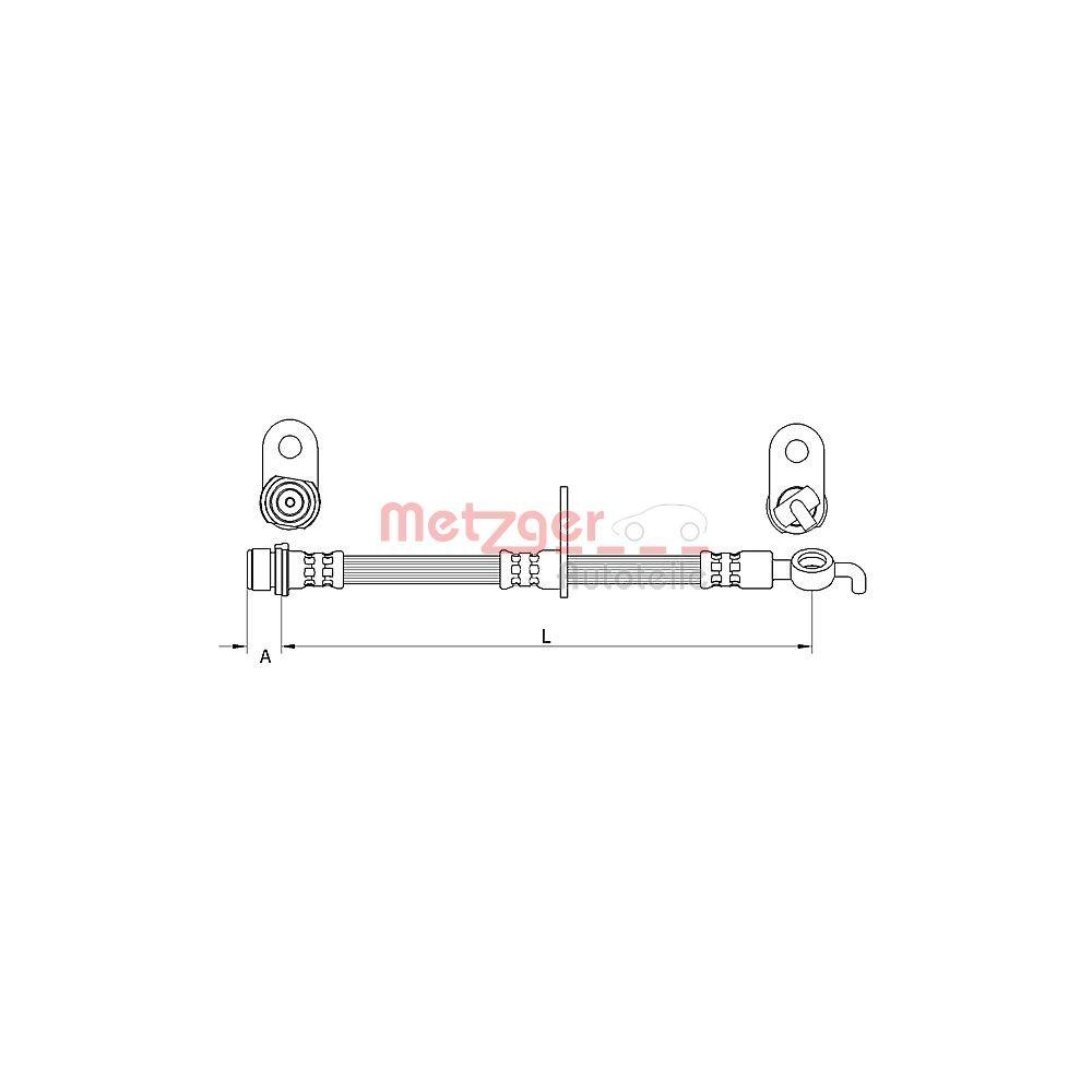 Bremsschlauch METZGER 4111561 für CITROËN PEUGEOT, Vorderachse links