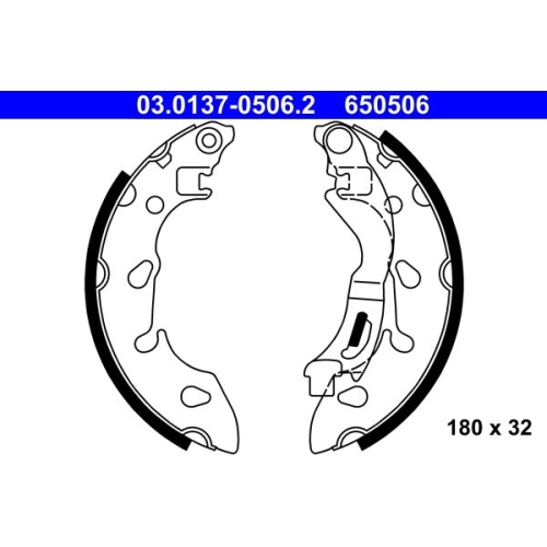 Bremsbackensatz ATE 03.0137-0506.2 für FIAT FORD, Hinterachse