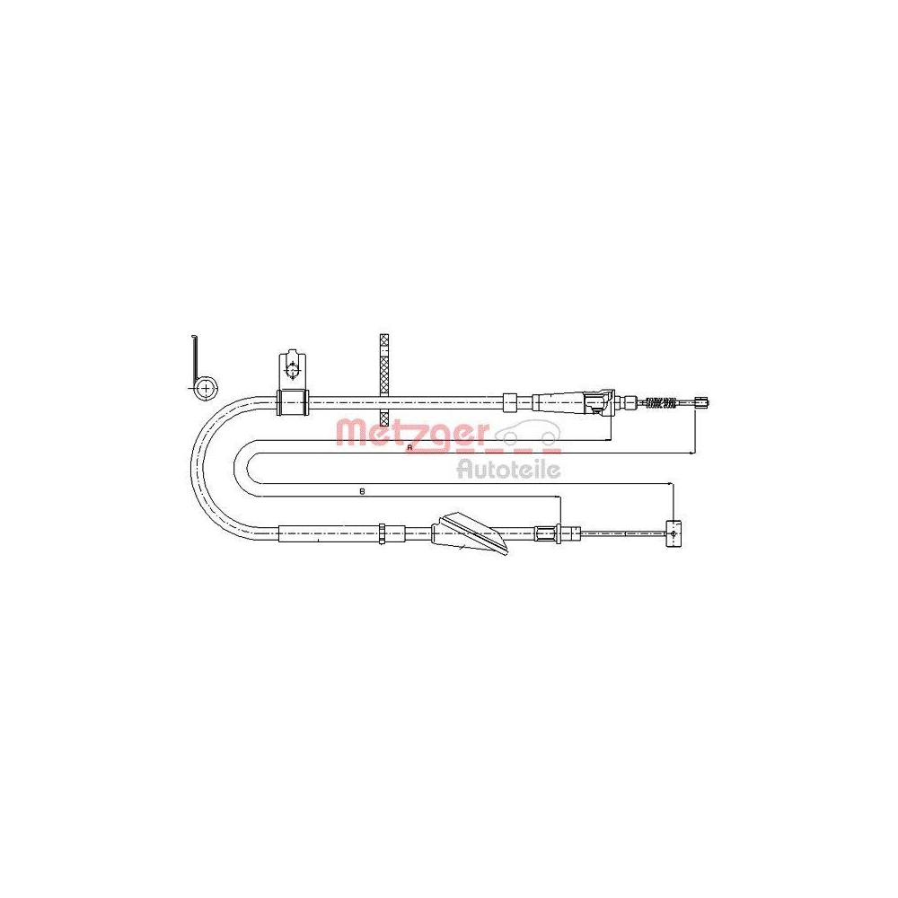 Seilzug, Feststellbremse METZGER 17.5045 für SUZUKI, hinten rechts