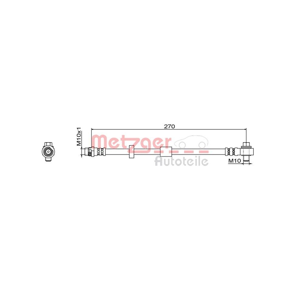 Bremsschlauch METZGER 4111579 GREENPARTS für VOLVO, Hinterachse links