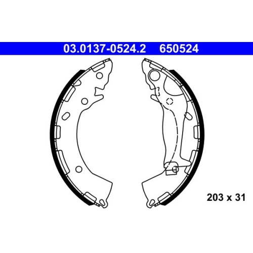 Bremsbackensatz ATE 03.0137-0524.2 für HYUNDAI, Hinterachse