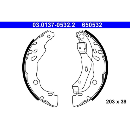 Bremsbackensatz ATE 03.0137-0532.2 für RENAULT DACIA, Hinterachse