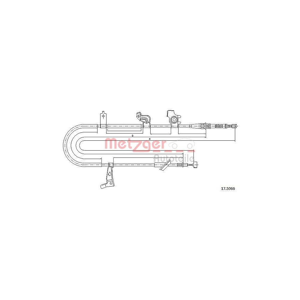 Seilzug, Feststellbremse METZGER 17.5066 für FIAT SUZUKI, hinten rechts