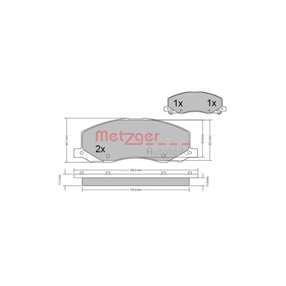 Bremsbelagsatz, Scheibenbremse METZGER 1170468 für OPEL, Vorderachse