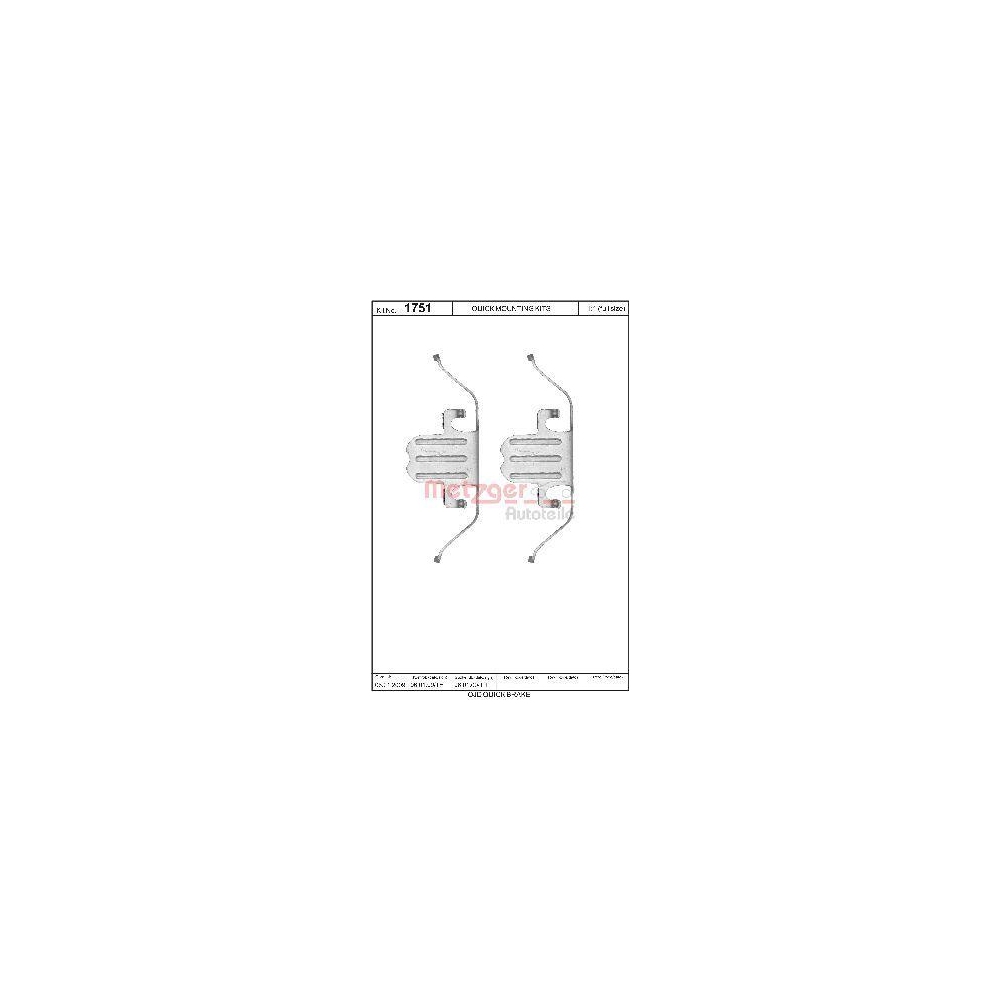 Zubehörsatz, Scheibenbremsbelag METZGER 109-1751 für BMW, Vorderachse