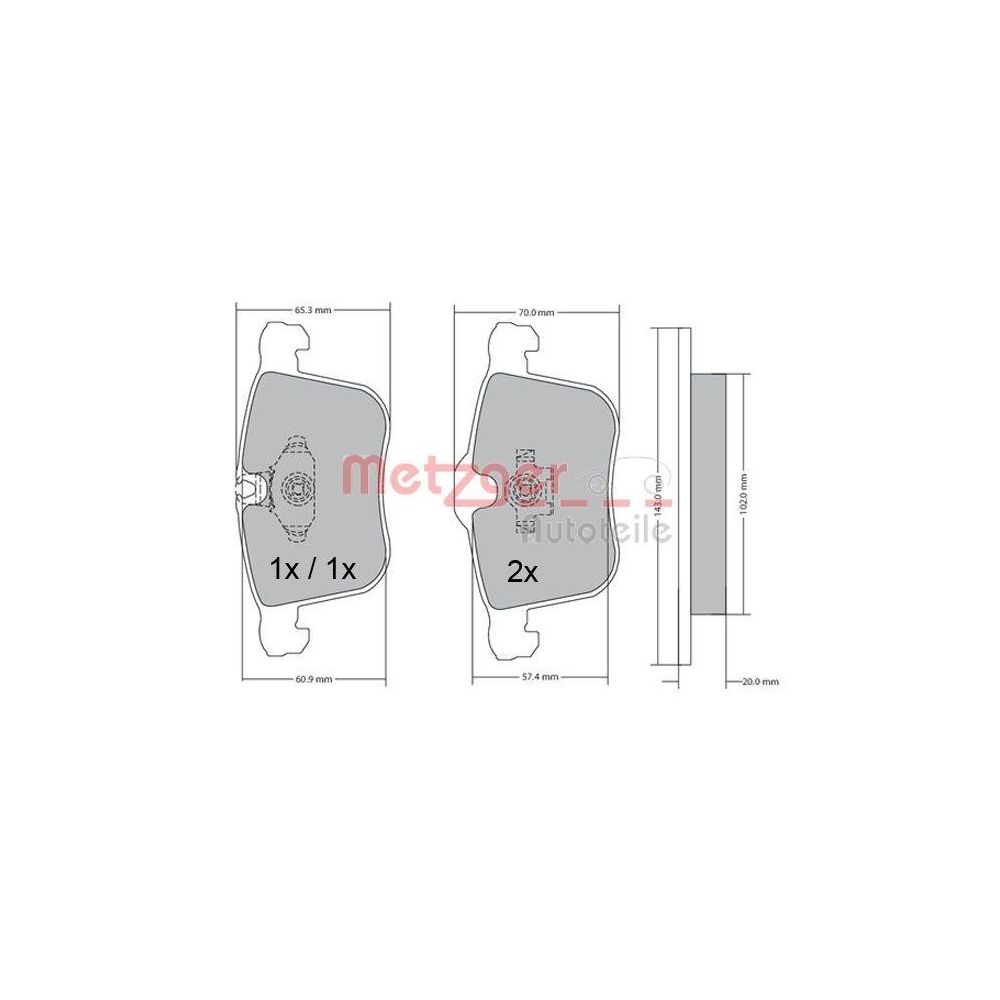 Bremsbelagsatz, Scheibenbremse METZGER 1170481 für OPEL SAAB, Vorderachse