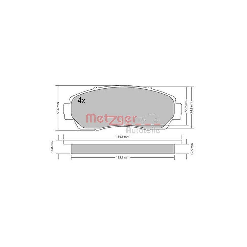 Bremsbelagsatz, Scheibenbremse METZGER 1170482 für HONDA, Vorderachse