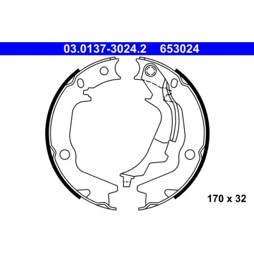 Bremsbackensatz, Feststellbremse ATE 03.0137-3024.2 für HYUNDAI KIA, Hinterachse