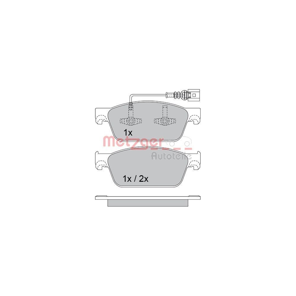 Bremsbelagsatz, Scheibenbremse METZGER 1170484 für VAG, Vorderachse