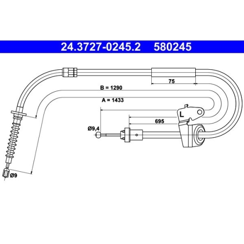 Seilzug, Feststellbremse ATE 24.3727-0245.2 für MINI, hinten links