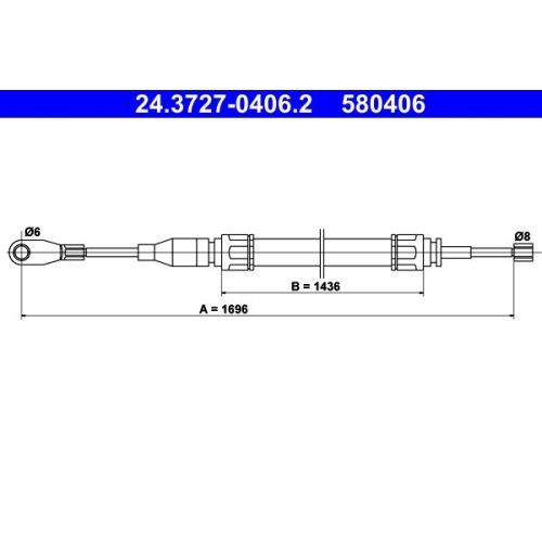 Seilzug, Feststellbremse ATE 24.3727-0406.2 für MERCEDES-BENZ, vorne
