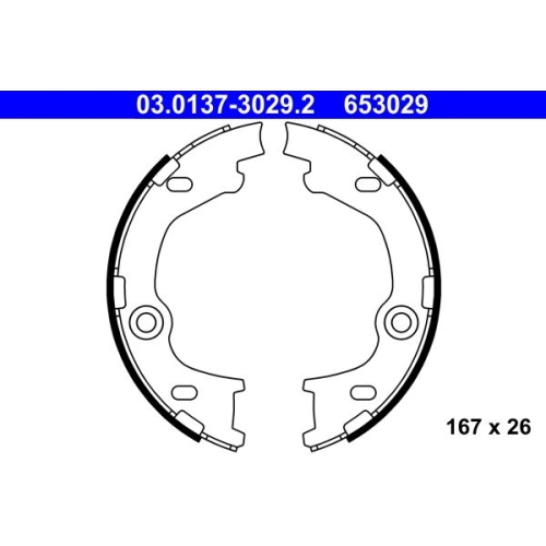 Bremsbackensatz, Feststellbremse ATE 03.0137-3029.2 für HYUNDAI KIA, Hinterachse