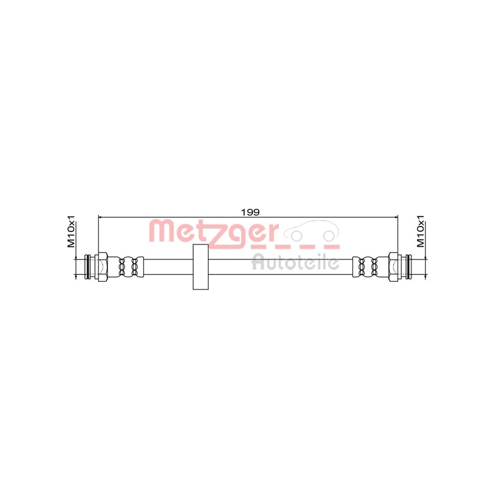 Bremsschlauch METZGER 4111620 für FIAT OPEL VAUXHALL GENERAL MOTORS, innen