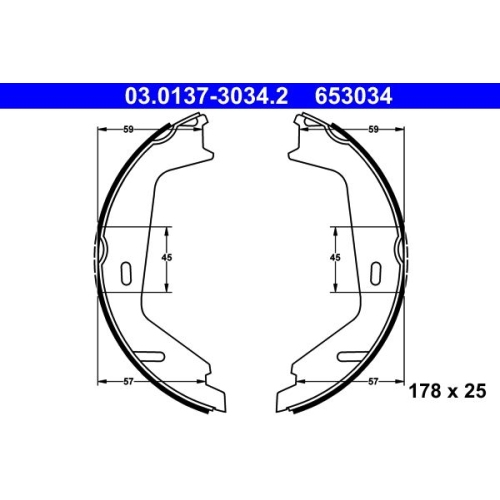 Bremsbackensatz, Feststellbremse ATE 03.0137-3034.2 für VOLVO, Hinterachse