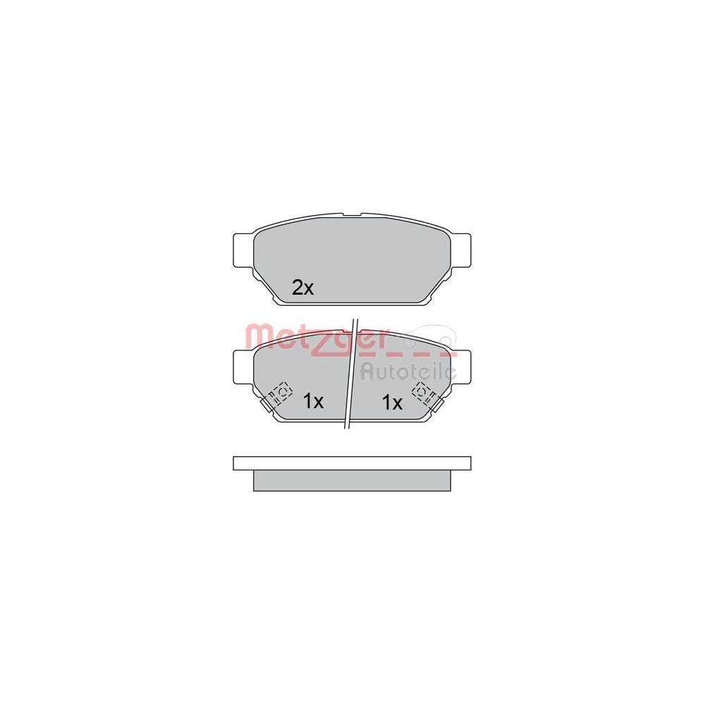 Bremsbelagsatz, Scheibenbremse METZGER 1170492 für MITSUBISHI, Hinterachse