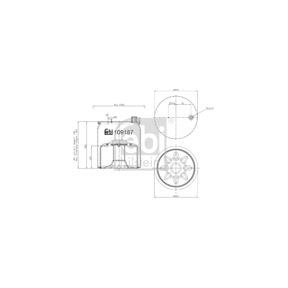 Febi Bilstein 1x 109187 Luftfederbalg mit Stahlkolben