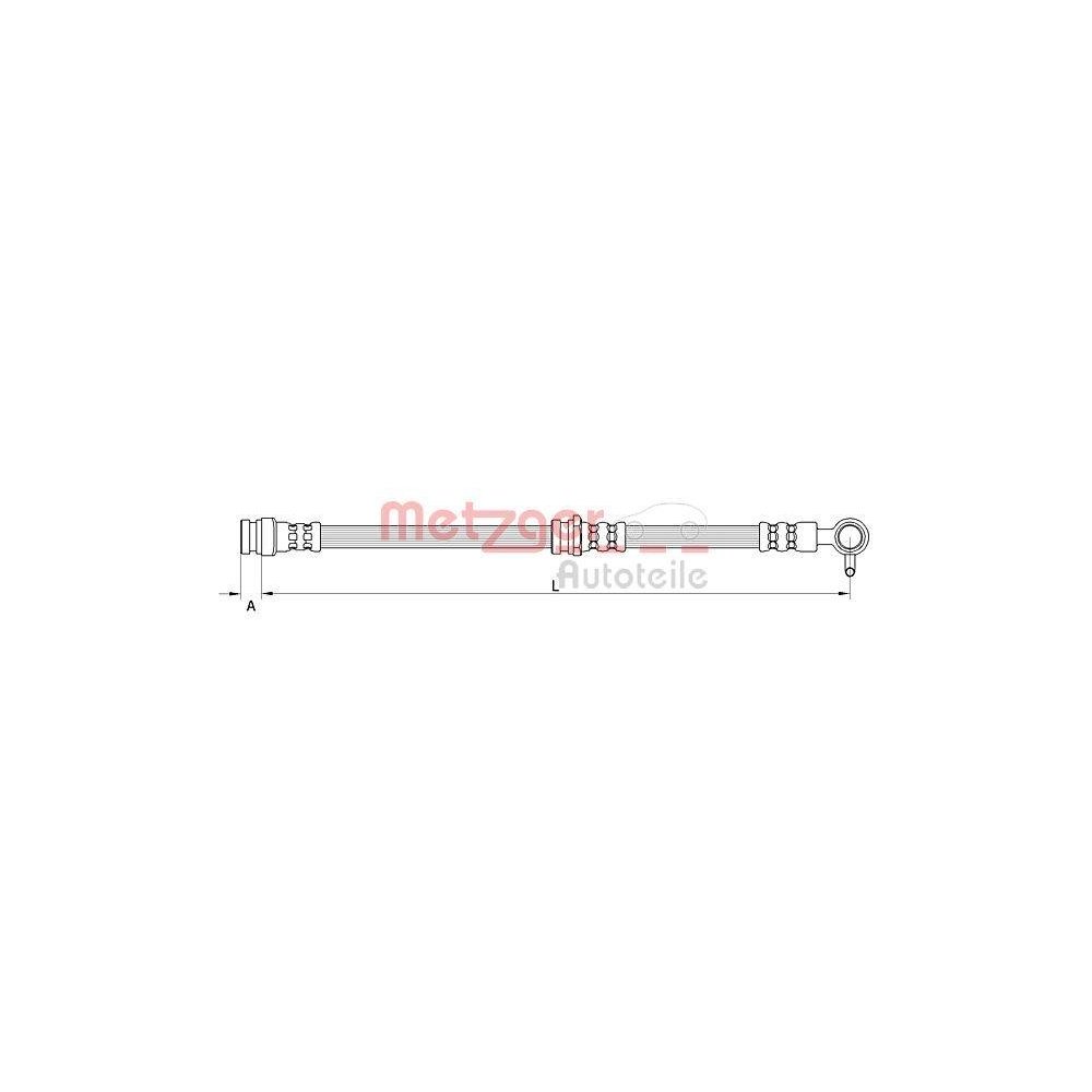 Bremsschlauch METZGER 4111632 f&uuml;r MAZDA, Vorderachse links