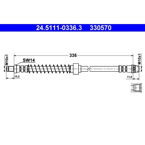 Bremsschlauch ATE 24.5111-0336.3 für CITROËN NISSAN RENAULT, Hinterachse links