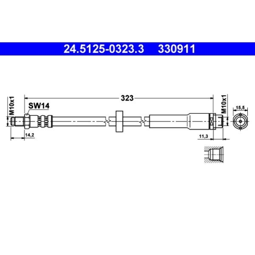 Bremsschlauch ATE 24.5125-0323.3 für VAG, Hinterachse