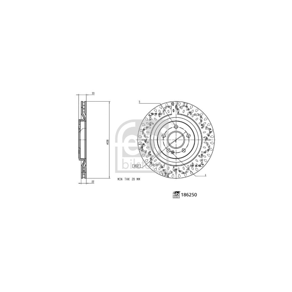 Bremsscheibe FEBI BILSTEIN 186250 für MERCEDES-BENZ, Hinterachse