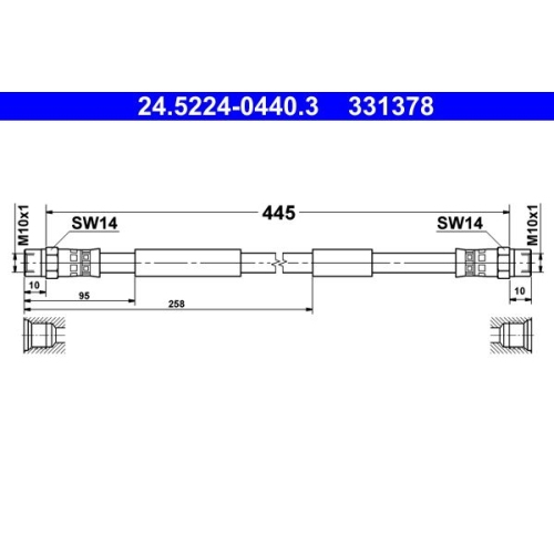 Bremsschlauch ATE 24.5224-0440.3 für VAG, Vorderachse