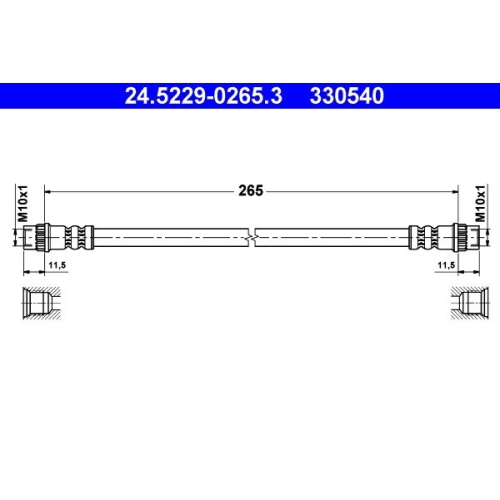 Bremsschlauch ATE 24.5229-0265.3 für CITROËN RENAULT, Hinterachse