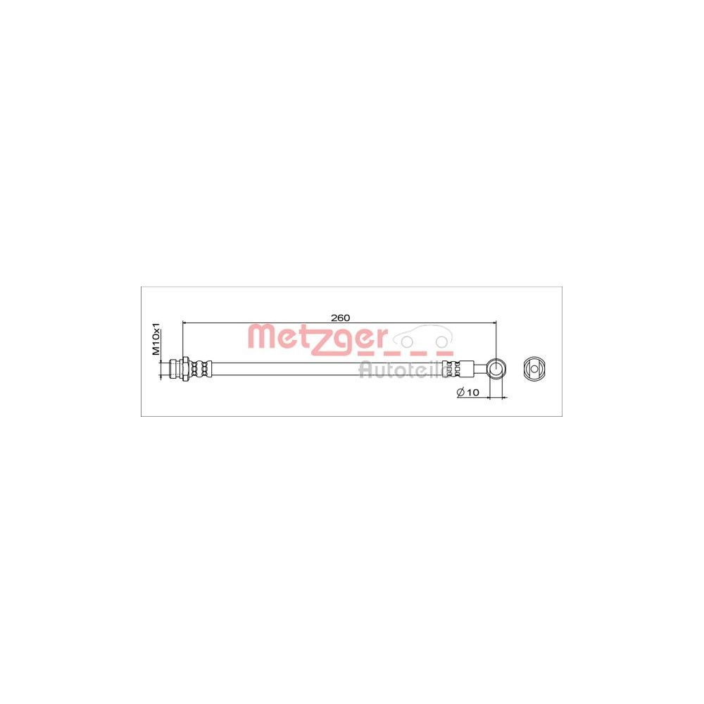 Bremsschlauch METZGER 4111743 GREENPARTS für MITSUBISHI, Hinterachse links