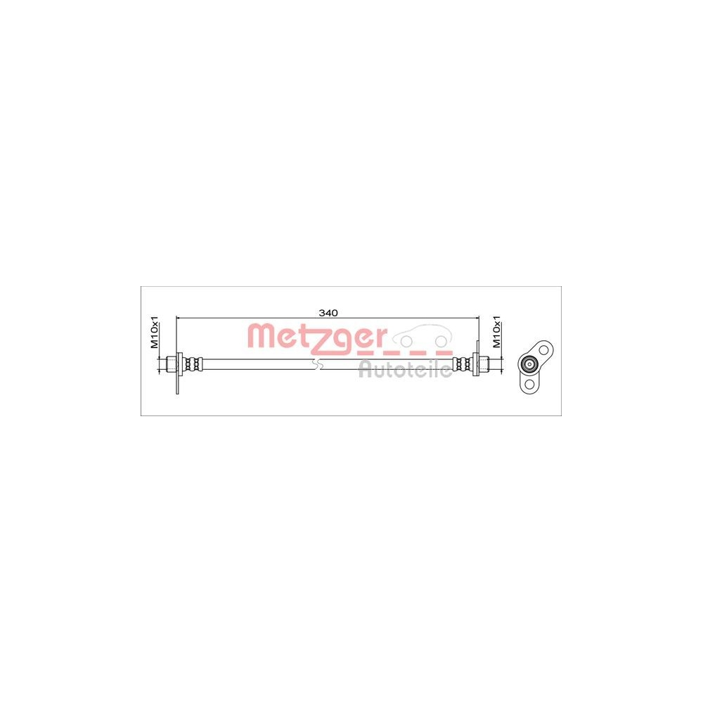 Bremsschlauch METZGER 4111744 GREENPARTS für MITSUBISHI, Hinterachse links