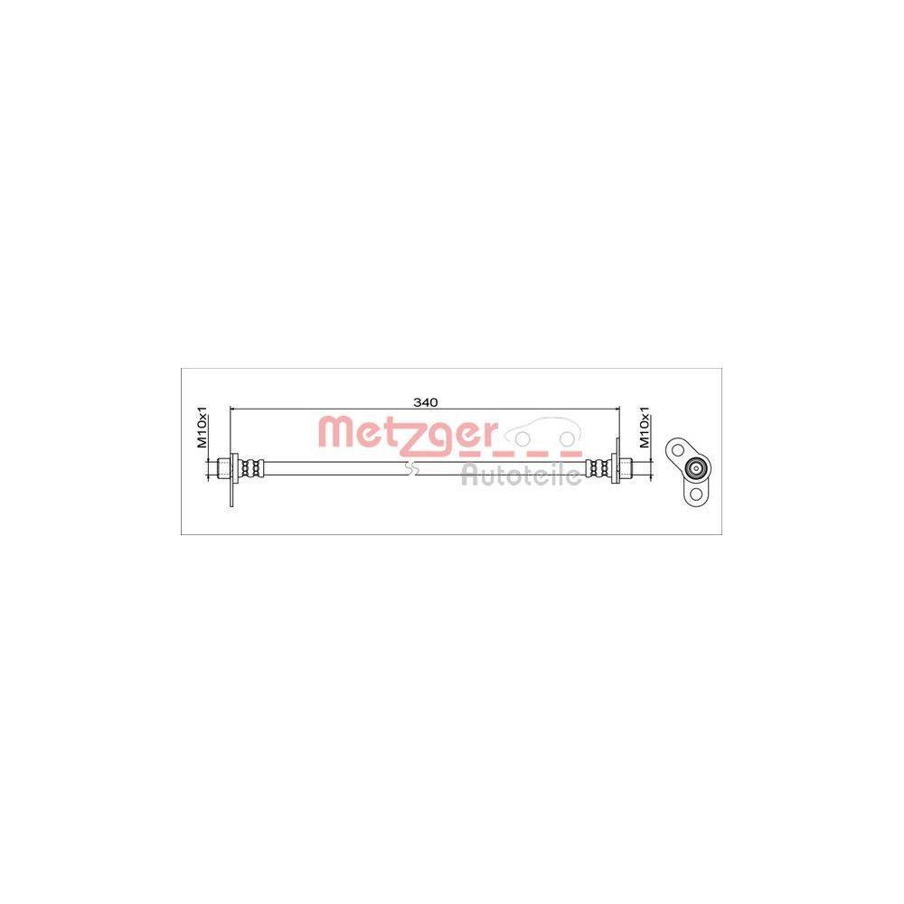 Bremsschlauch METZGER 4111745 GREENPARTS für MITSUBISHI, Hinterachse rechts