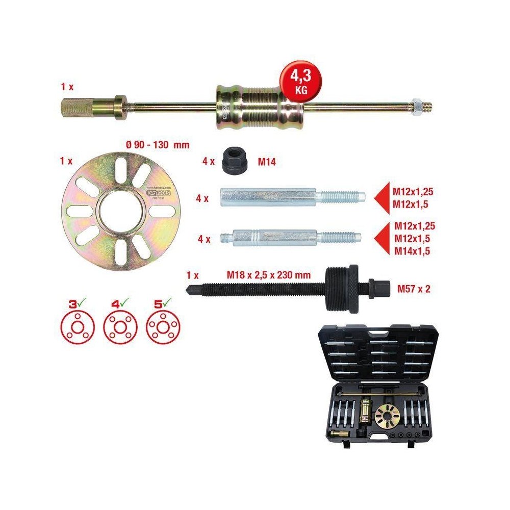 Montagewerkzeugsatz, Radnabe/Radlager KS TOOLS 700.1530 für